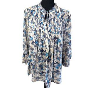 Lauren Conrad Sheer Blue Floral Top Women’s Size Medium